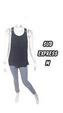 Sud Express Taille 38 Haut top tee shirt débardeur noir femme