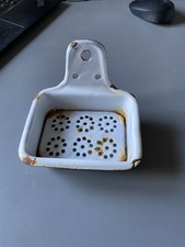 ancien porte savon tole émaillée blanche Art déco vintage