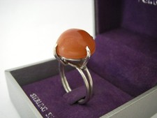 taille 54 Bague argent massif 950 vintage créateur cornaline ? années 1980/90
