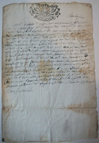 Document ancien 1774 - ,