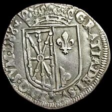 1/4 D'écu De Navarre 1588 Henri III De Nav. Et II du Béarn Rare