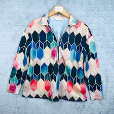 Multicolore top femme T 36 polyester manches longues dame zip