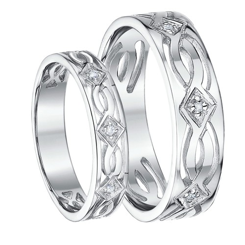 His hers diamant anneaux 9ct - &,