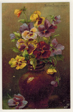 1904-Carte Postale gaufrée-Pensée-Vase de fleurs-Timbrée-Ed.Kopal-B.51