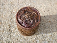 BOITE À OPIUM XIX e EN CUIVRE SCULPTÉ REPOUSSÉ DE DRAGONS