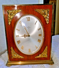 Pendule cheminée ancienne UTI Swiza 8 jours mécanisme suisse boite décor bronze