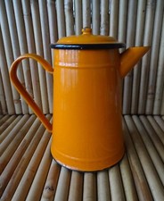ancienne cafetière émaillée orange pop design 50's déco cuisine rétro vintage