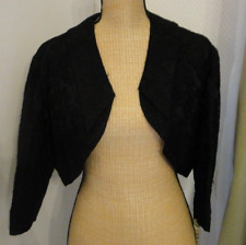 Veste Caraco Boléro ancien début XXème satin broché noir ABB