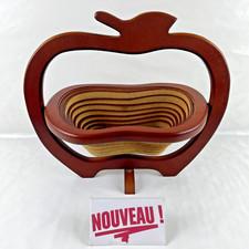 ➜Joli corbeille/coupe/panier à fruits en bois pliable en forme de pomme vintage