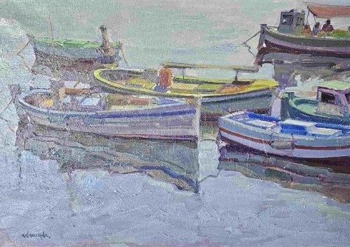 Tableau huile paysage marin - tableau,