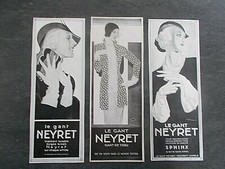 3 Publicités presse pour les GANTS NEYRET Années 30
