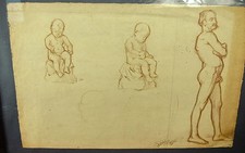 Dessin académie de nu Ernest Pierre GUÉRIN modèl vivant  Drawing Nude art