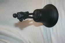 Vintage Black Cast Iron Bell with Coachman Figure 7" Tall
