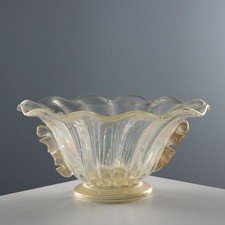 Centre de Table Vintage Verre de Murano Feuille d'Or Années 1950-60 Original