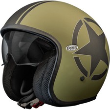 Casque Moto Jet Premier Vintage Star Militaire Vert Militaire Mat Stella Helmet