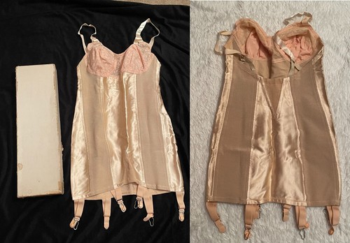 Rare nib vtg satin corselette - nib,