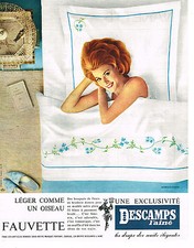 PUBLICITE ADVERTISING 034   1963   DESCAMPS L'AINE    draps FAUVETTE
