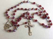 Silver Rosary Iridescent Red