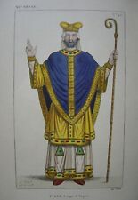Très belle gravure de ULGER Evêque d'Angers Crosse Mitre Costume de cérémonie