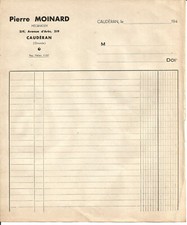 Bordeaux Caudéran (33) Facture vierge 194?.Pierre Moinard,mécanicien Ave d'Arès.