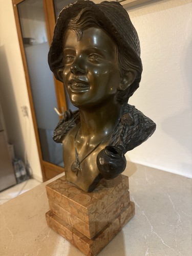 Buste ancien bronze signé - buste, en