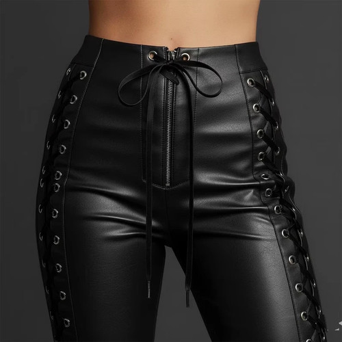 Pantalon cuir capri - pantalon, en