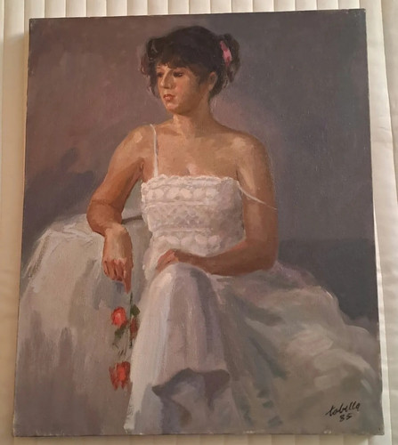 Tableau ancien huile portrait - tableau,