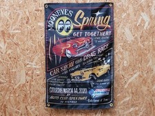 Drapeau "Mooneyes Spring Car Show"  Vintage 60x90cm - Idéal Déco Garage Loft ou