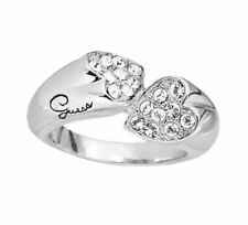 Anneau GUESS Double Coeur en Acier Cadeau Femme Original Taille 12 UBR11404