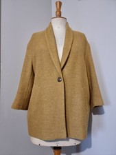 PABLO : SUPERBE VESTE OVERSIZE MANCHES 3/4 OCRE A BASE DE LAINE