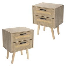2x Table de nuit avec 2 tiroirs 40x50,5x30 cm commode rustique en bois