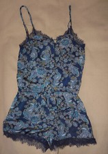 Pyjama combishort à bretelles sexy bleu imprimé satiné ETAM M / 40 - TBE