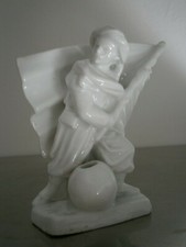 ENCRIER ANCIEN PORCELAINE PARIS 19°s "LE ZOUAVE" DECO SOLDAT MILITAIRE COLONIE