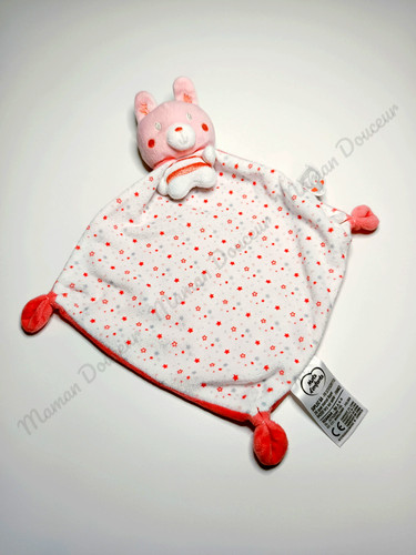 Doudou plat lapin cape rose - plat,
