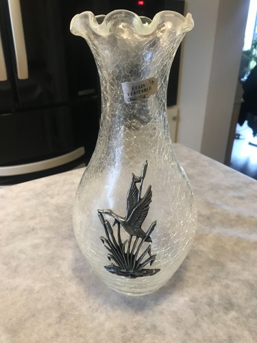 Ancien vase verre craquele - ancien,