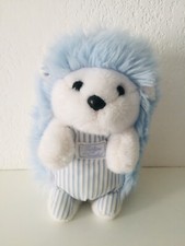 Doudou peluche hérisson rayé bleu blanc vintage Tartine et Chocolat 