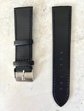 BRACELET MONTRE CUIR 22 MM NOIR BOUCLE CHROME