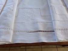 Drap Ancien en Lin Monogramme "EB"  230 cm x 300 cm  Avec Retour