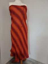 OLIVIER STRELLI VINTAGE Y2K TRES LONGUE JUPE OU ROBE DOS NU ORANGE 30 % LAINE 