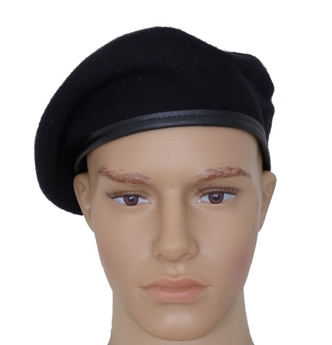 Army black wool beret - black,