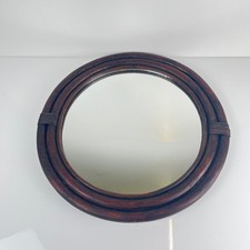 Miroir mural rond en rotin