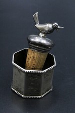 Belle Vieux Bouchons Décoratifs Avec Oiseaux, Elster + Rond de Serviette, Argent