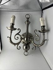 Vintage applique murale style Hollandais en laiton à 2 lumières 36,5x 31 cm