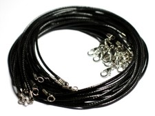 10pc - Colliers Tours de Cou 45cm Fil Corde Cordon Coton ciré 1.5mm Noir et méta