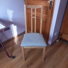 Chaise rembourrée ikea en bois et tissu gris en TBE, EN MAIN PROPRE.