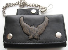 PORTE FEUILLE  CUIR NOIR  AIGLE    BIKER    MOTO    WESTERN  - Réf.14