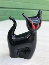 Murano Archimède Seguso verre Italie rare chat design noir rouge estampillé