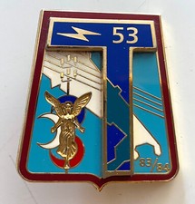 Médaille, broche, pucelle, insigne militaire 53° Régiment de Transmissions
