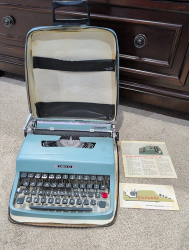 1964 blue olivetti underwood - blue,