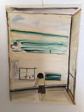 Peinture Marine Vintage(1992). Gouache Aquarellée. Signée R.Gasser